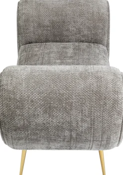 Discount KARE Design Ławka do przedpokoju szara tapicerowana nogi złote 100 cm - KARE