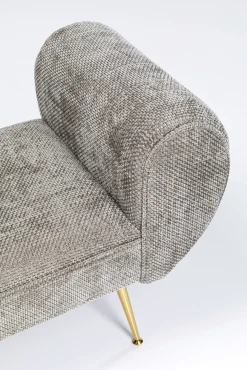 Discount KARE Design Ławka do przedpokoju szara tapicerowana nogi złote 100 cm - KARE
