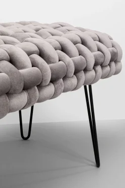 Hot KARE Design Ławka do przedpokoju w kolorze szarym nogi czarne stalowe 128 cm - KARE