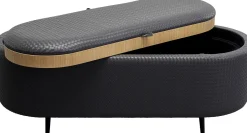 New KARE Design Ławka do przedpokoju ze schowkiem ciemnoszara PU 100 cm - KARE