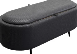 New KARE Design Ławka do przedpokoju ze schowkiem ciemnoszara PU 100 cm - KARE