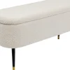 Fashion KARE Design Ławka do przedpokoju ze schowkiem tkanina pluszowa biała 109x45 cm - KARE