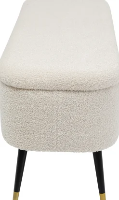 Fashion KARE Design Ławka do przedpokoju ze schowkiem tkanina pluszowa biała 109x45 cm - KARE