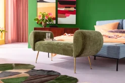 Sale KARE Design Ławka do przedpokoju zielona tapicerowana nogi złote 140 cm - KARE