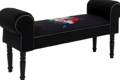 Outlet KARE Design Ławka Wing Blossom 100x54 cm czarna - KARE