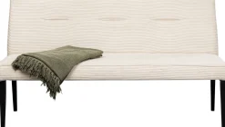 Hot KARE Design Ławka z oparciem kremowa nogi drewniane czarne 165 cm - KARE