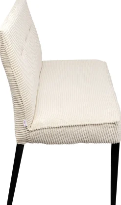 Hot KARE Design Ławka z oparciem kremowa nogi drewniane czarne 165 cm - KARE