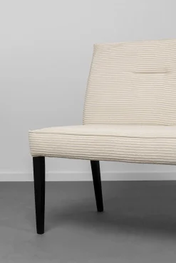 Hot KARE Design Ławka z oparciem kremowa nogi drewniane czarne 165 cm - KARE