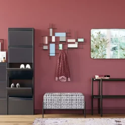 Best KARE Design Ławka ze schowkiem Buttons Storage 80x43 cm czarno-biała - KARE