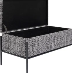 Best KARE Design Ławka ze schowkiem Buttons Storage 80x43 cm czarno-biała - KARE