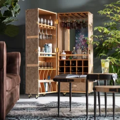 Fashion KARE Design Barek na kółkach West Coast 60x152 cm brązowy ekoskóra - KARE