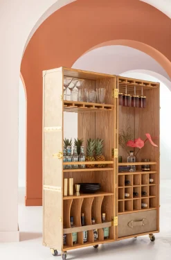 Fashion KARE Design Barek na kółkach West Coast 60x152 cm brązowy ekoskóra - KARE