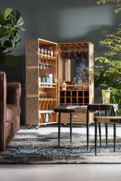 Fashion KARE Design Barek na kółkach West Coast 60x152 cm brązowy ekoskóra - KARE