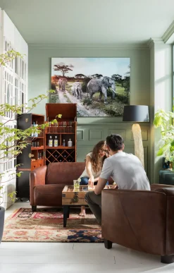 Outlet KARE Design Barek rozkładany skrzynia na kółkach czarno-brązowy 60x153 cm - KARE