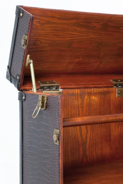 Outlet KARE Design Barek rozkładany skrzynia na kółkach czarno-brązowy 60x153 cm - KARE