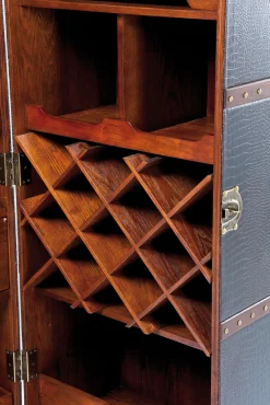 Outlet KARE Design Barek rozkładany skrzynia na kółkach czarno-brązowy 60x153 cm - KARE