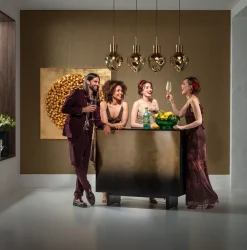 Fashion KARE Design Barek z blatem czarno-złoty front stal nierdzewna 120x105 cm - KARE