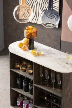 Best KARE Design Barek z drewna mango blat marmurowy 120x110 cm - KARE