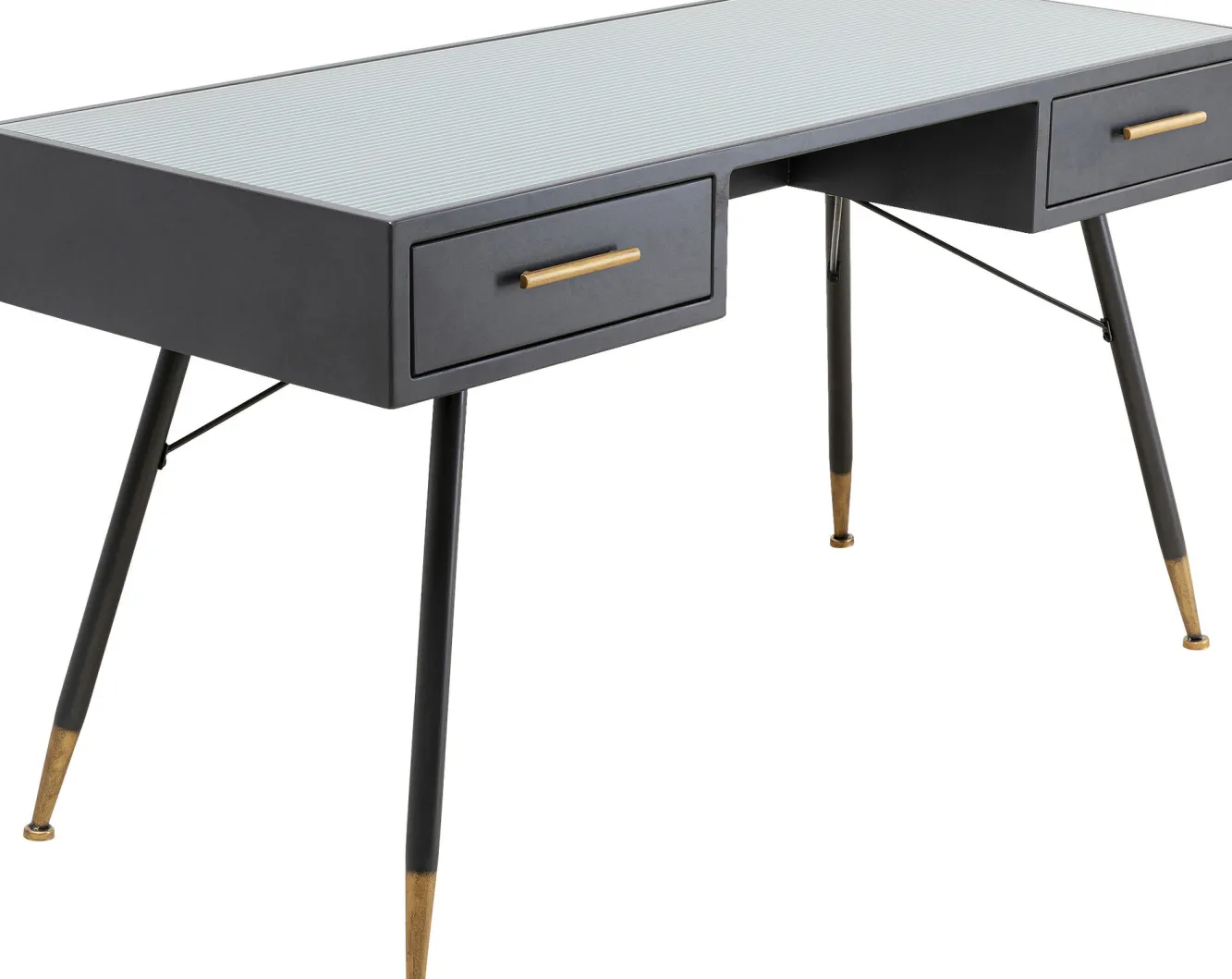 New KARE Design Biurko La Gomera 140x60 cm grafitowe - blat szklany - KARE