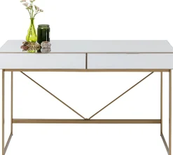 Outlet KARE Design Biurko lustrzane z szufladami glamour nogi złote 120x50 cm - KARE