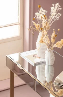 Outlet KARE Design Biurko lustrzane z szufladami glamour nogi złote 120x50 cm - KARE