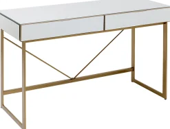 Outlet KARE Design Biurko lustrzane z szufladami glamour nogi złote 120x50 cm - KARE