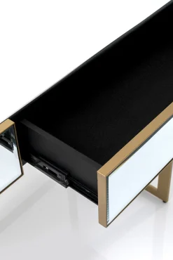 Outlet KARE Design Biurko lustrzane z szufladami glamour nogi złote 120x50 cm - KARE