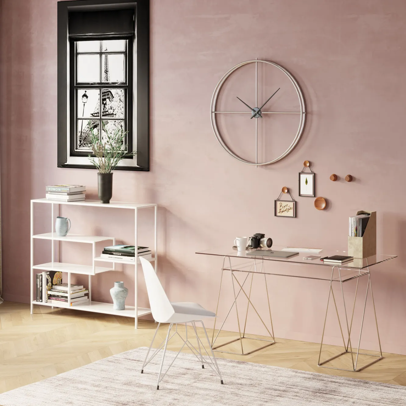 Fashion KARE Design Biurko Polar 135x65 cm transparentne blat 8 mm - KARE