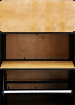 Fashion KARE Design Biurko składane z półkami drewno kauczukowe naturalne i stal czarna 106x117 cm - KARE