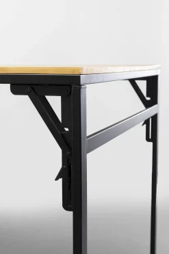 Fashion KARE Design Biurko składane z półkami drewno kauczukowe naturalne i stal czarna 106x117 cm - KARE
