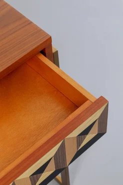 Hot KARE Design Biurko z 2 szufladami fornir orzechowy nogi złote stalowe 120x59 cm front efekt 3D - KARE