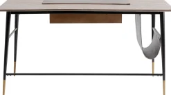 Online KARE Design Biurko z szufladą brązowe MDF 153x71 cm skóra naturalna - KARE
