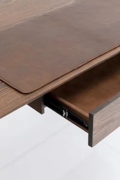 Online KARE Design Biurko z szufladą brązowe MDF 153x71 cm skóra naturalna - KARE