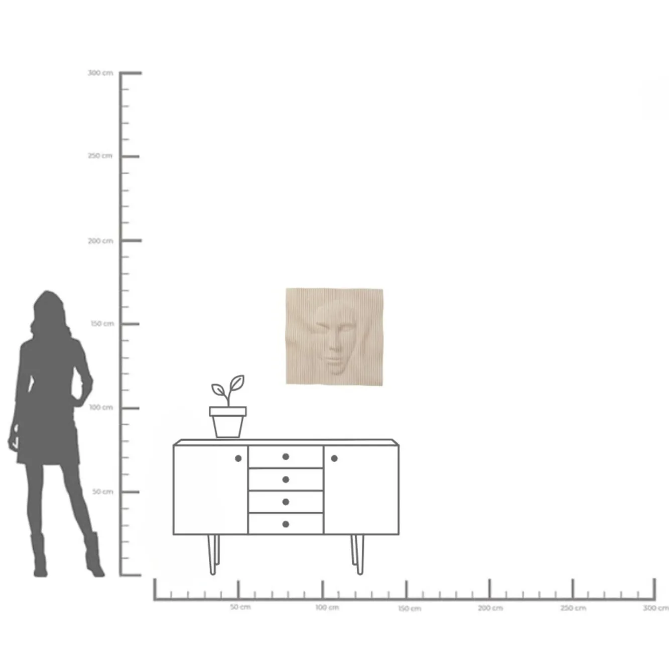 Hot KARE Design Dekoracja ścienna 3D beżowa motyw twarzy 60x60 cm - KARE