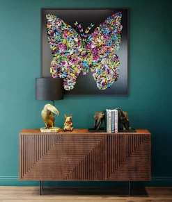 Outlet KARE Design Dekoracja ścienna Farfalla 120x120 cm kolorowa - KARE