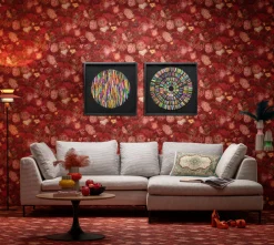 Outlet KARE Design Dekoracja ścienna kolorowa terakota rama czarna 80x80 cm - KARE