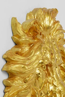 Fashion KARE Design Dekoracja ścienna Lion Head 90x100 cm złota - KARE