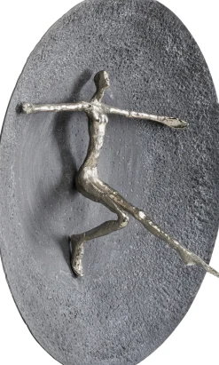 Outlet KARE Design Dekoracja ścienna okrągła srebrna motyw człowieka Ø60 cm - KARE