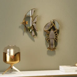 Best KARE Design Dekoracja ścienna Pisces 24x39 cm złota postarzana - lustrzana - KARE