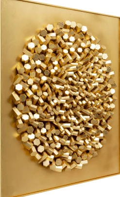 Clearance KARE Design Dekoracja ścienna złota drewniana ręczne wykonanie 120x120 cm - KARE