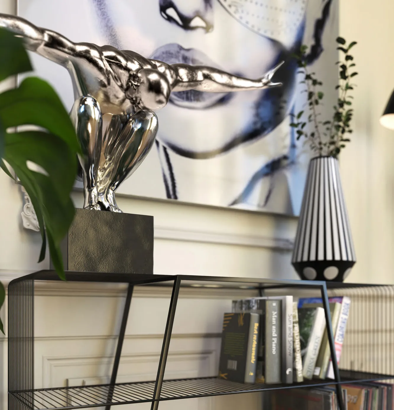 Sale KARE Design Dekoracja stojąca Athlete XL 100x64 cm srebrna - KARE