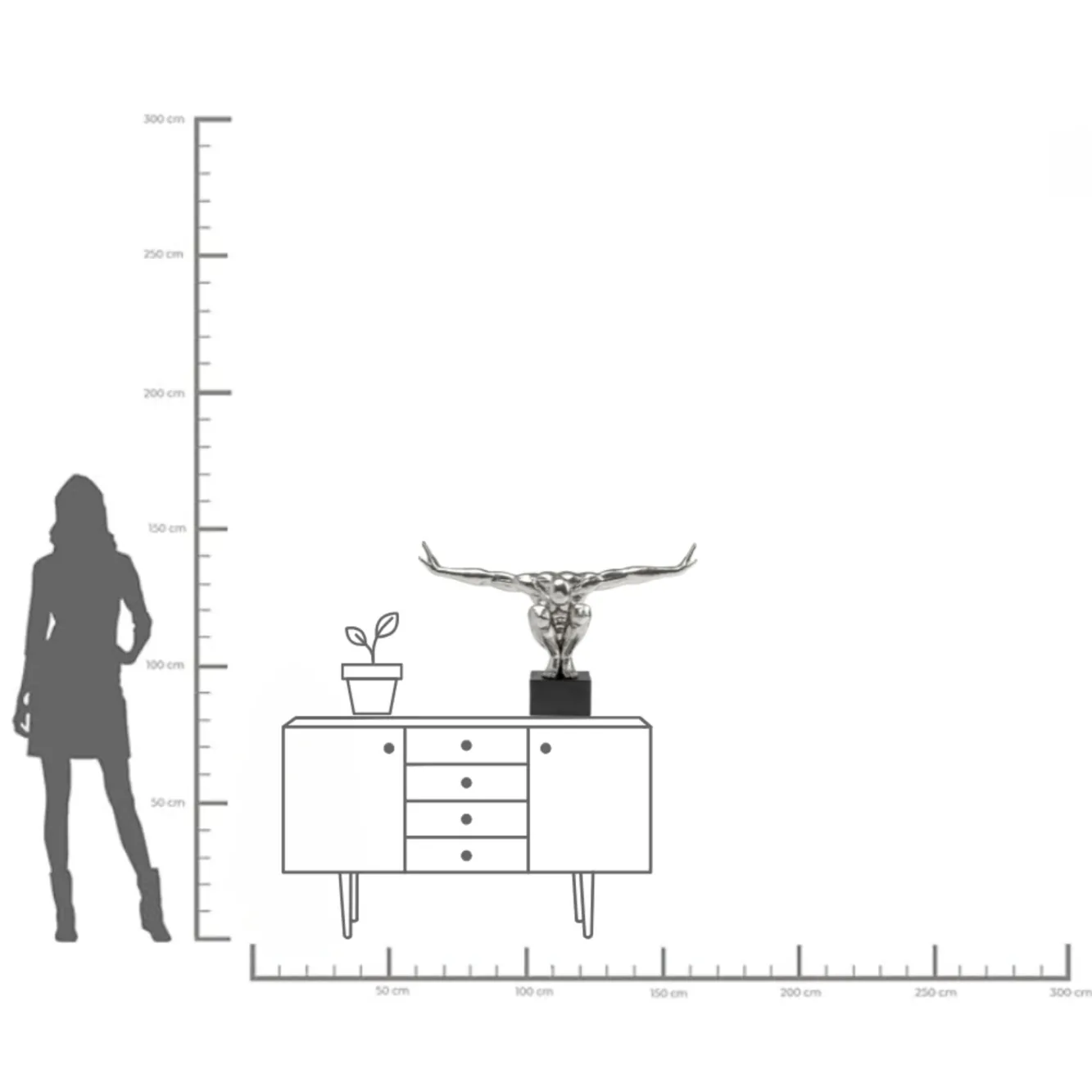 Sale KARE Design Dekoracja stojąca Athlete XL 100x64 cm srebrna - KARE