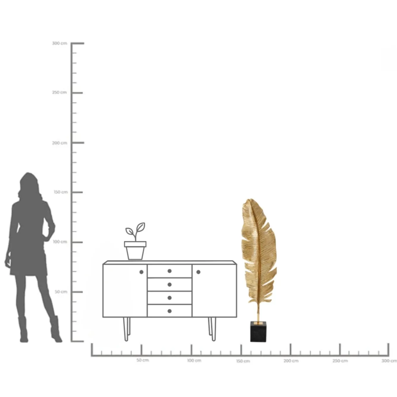 Discount KARE Design Dekoracja stojąca Feather One 36x147 cm złota - KARE