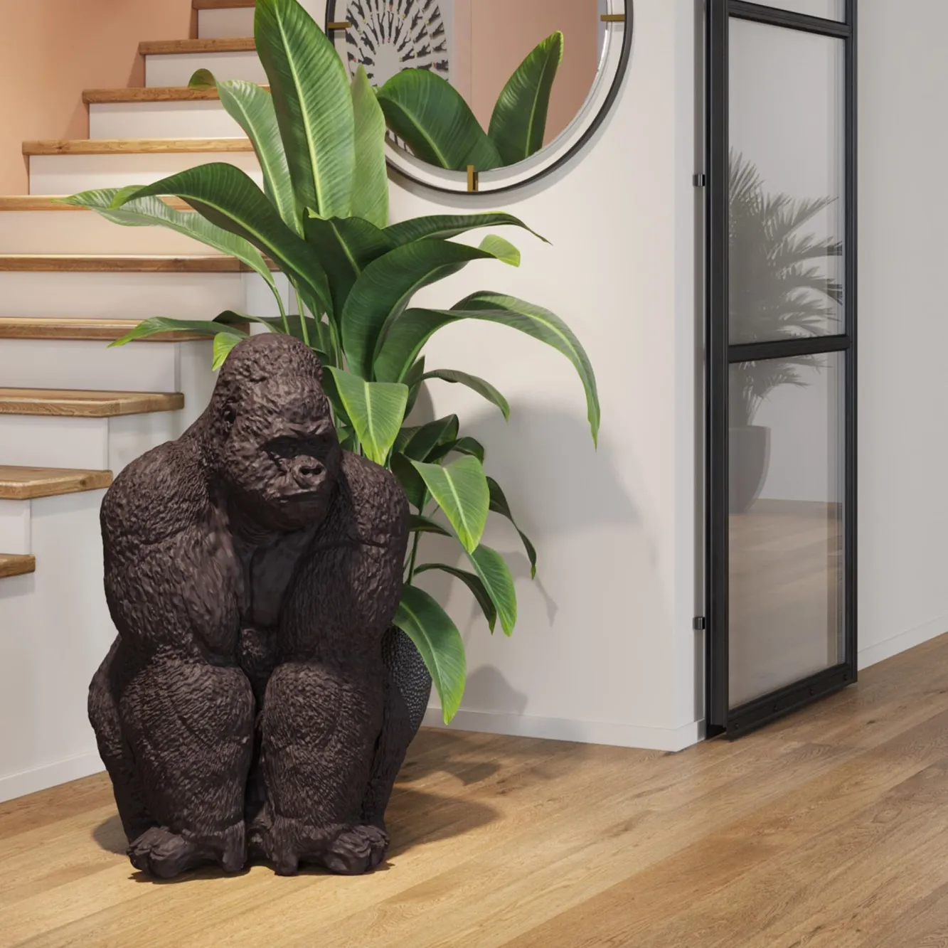 Sale KARE Design Dekoracja stojąca Gorilla Front 90x107 cm czarna - KARE