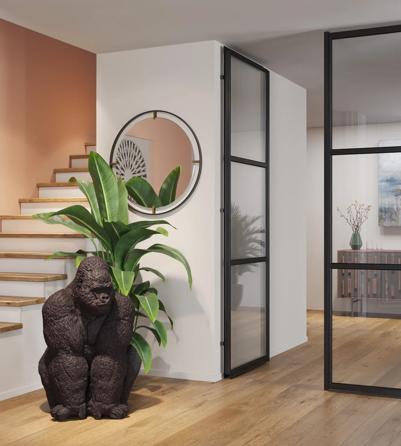 Sale KARE Design Dekoracja stojąca Gorilla Front 90x107 cm czarna - KARE