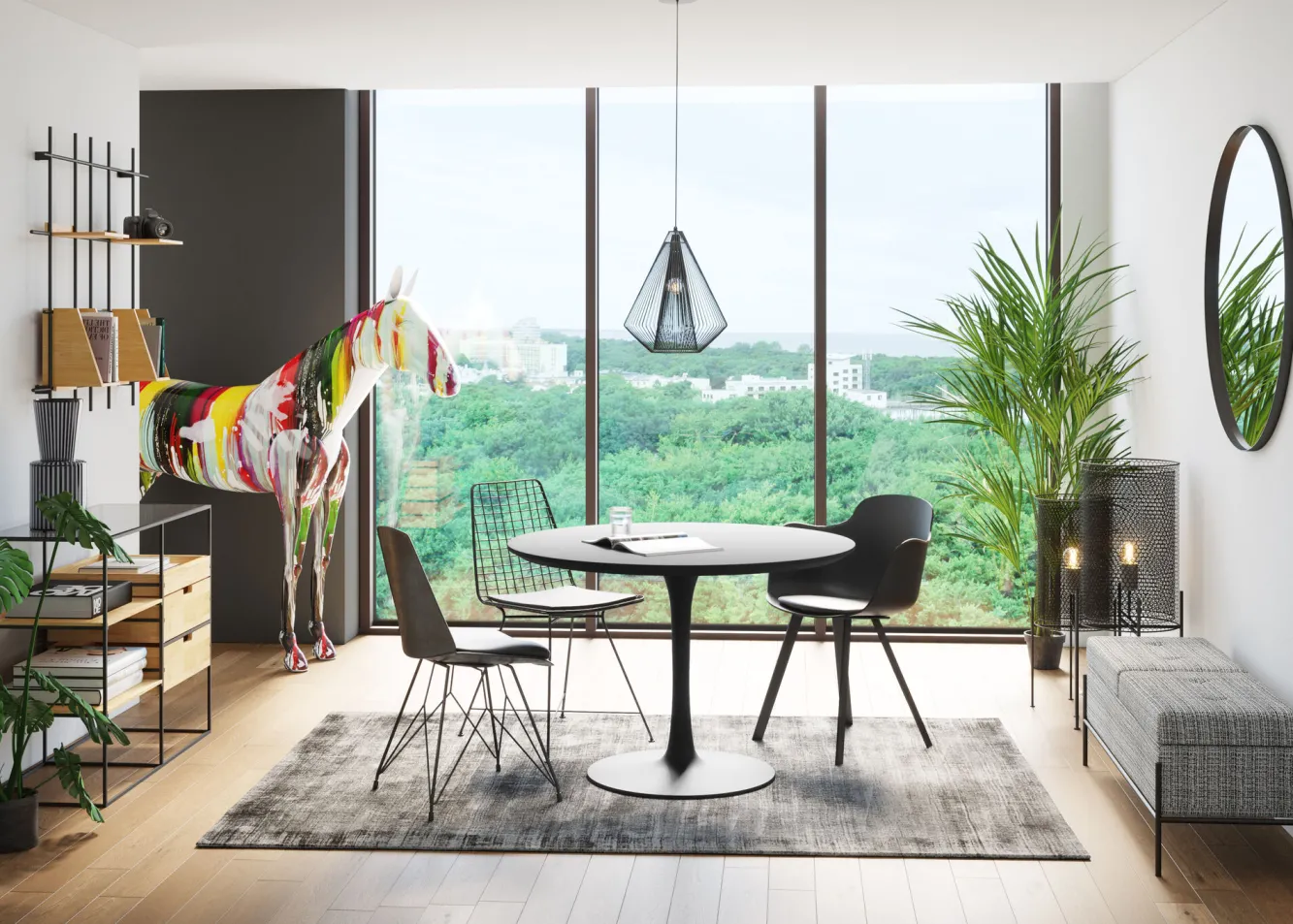 Sale KARE Design Dekoracja stojąca Horse 216x164 cm kolorowa - KARE