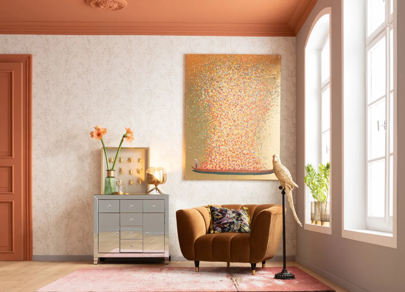 Sale KARE Design Dekoracja stojąca Parrot 23x120 cm złota - KARE