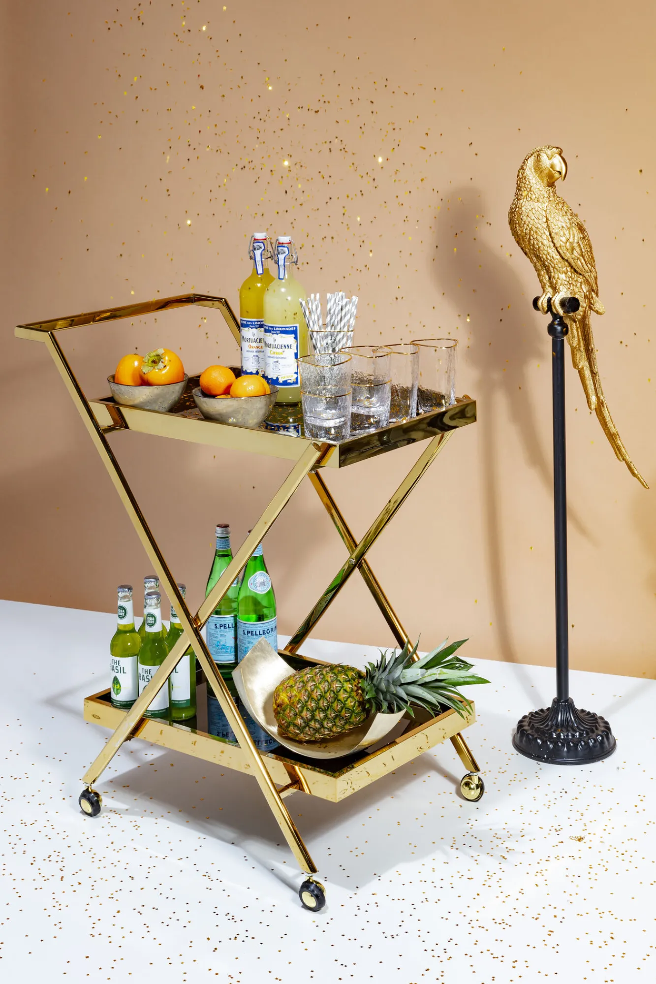 Sale KARE Design Dekoracja stojąca Parrot 23x120 cm złota - KARE