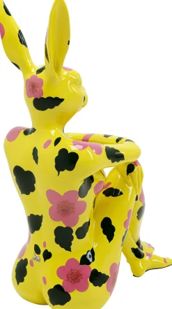 Clearance KARE Design Dekoracja stojąca żółty królik z motywem kwiatowym 60x80 cm - KARE