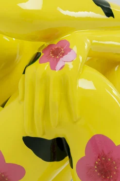 Clearance KARE Design Dekoracja stojąca żółty królik z motywem kwiatowym 60x80 cm - KARE